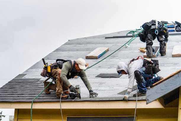 Professional Roof Replacement technician working in Hamden, NY